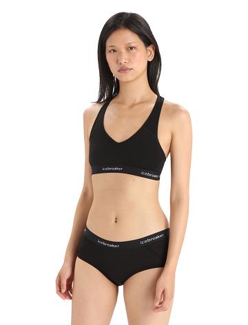 Women's Icebreaker Merino Sprite Racerback Bras Black | CA 1132WNBY